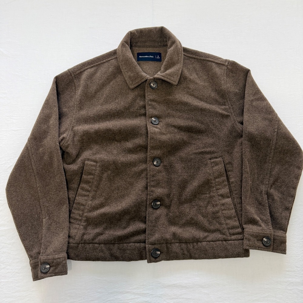 Abercrombie Fitch Jacket Mens Small Brown Wool Blend Button Front Collared Coat